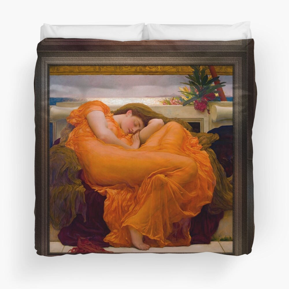 Flaming June by Frederic Leighton Old Masters Fine Art Reproduction Duvet Cover