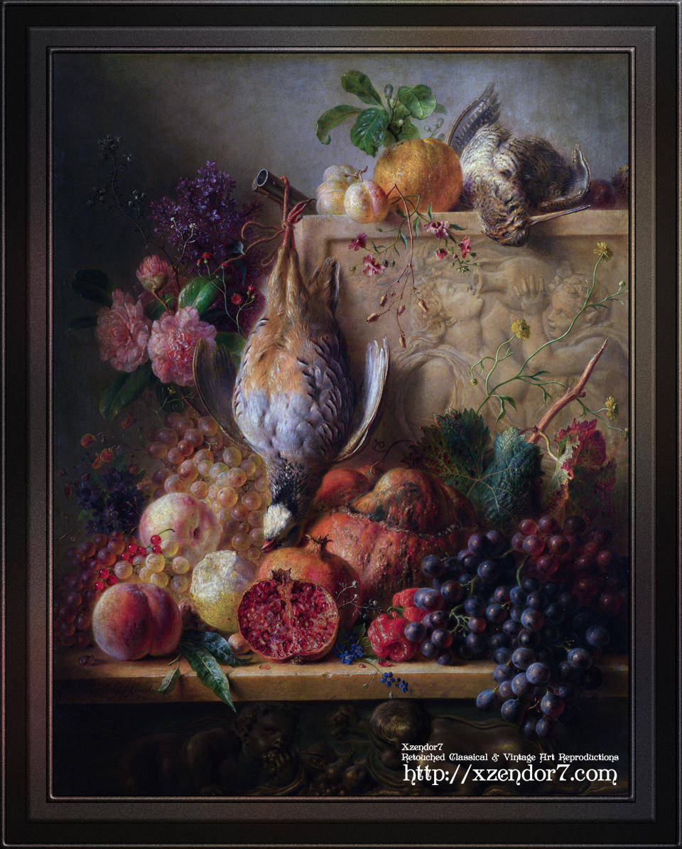Flowers, Game and Fruit by Georgius Jacobus Johannes van Os