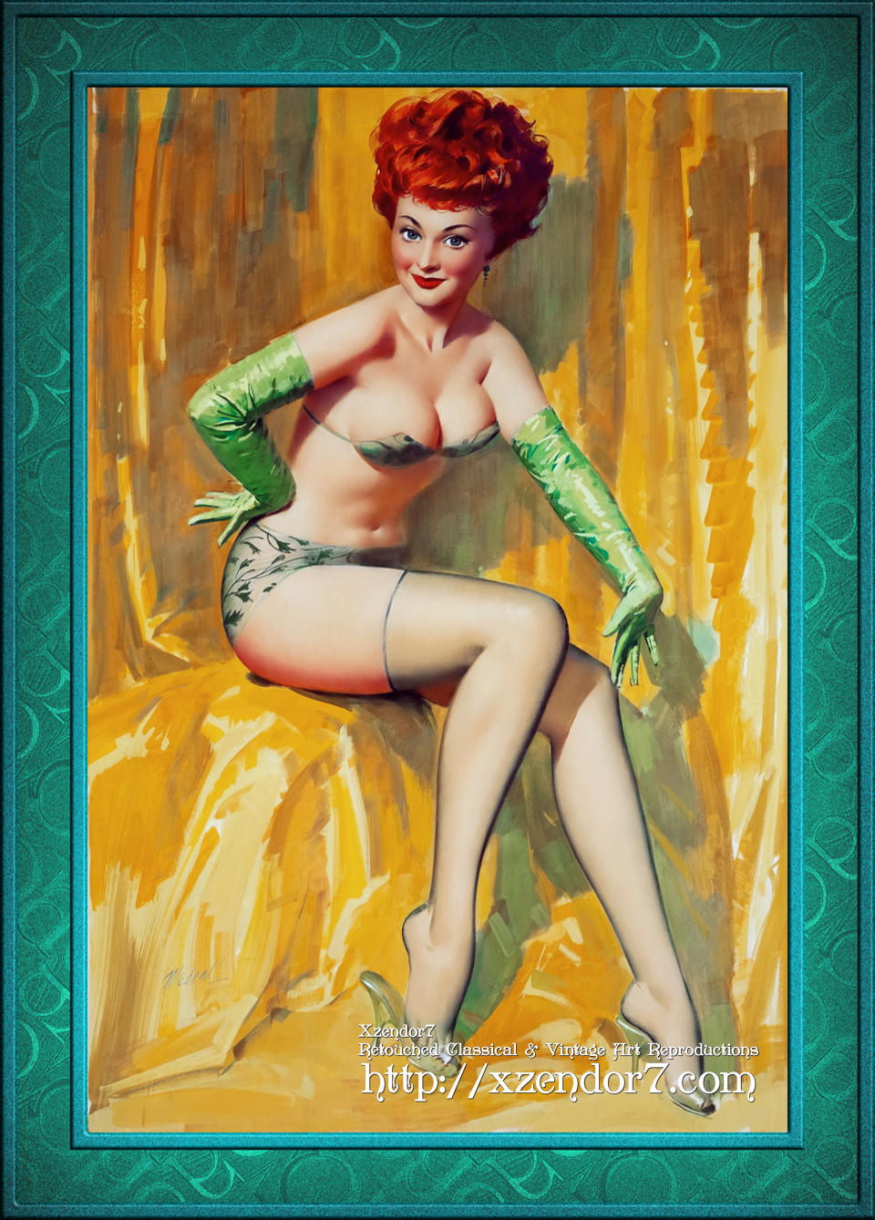 Redhead In A Green Bikini by Bill Medcalf